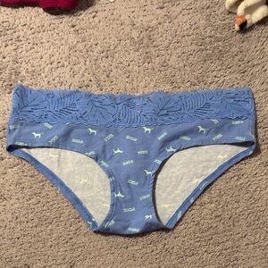 PINK Victoria's Secret Blue Lace Trim Panties
